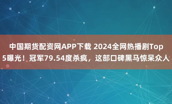 中国期货配资网APP下载 2024全网热播剧Top5曝光！冠军79.54度杀疯，这部口碑黑马惊呆众人